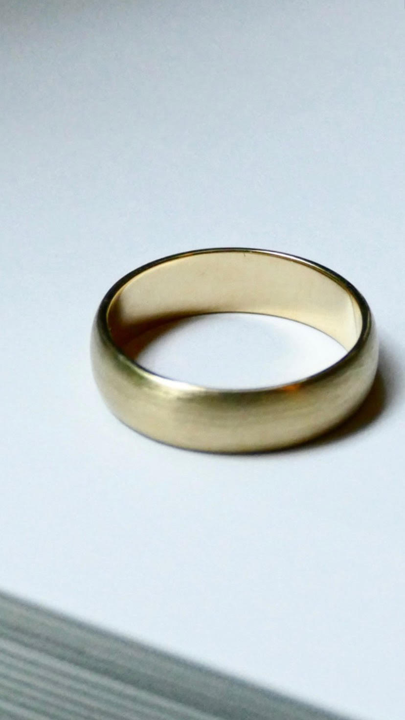 brushed solid gold wedding engagement band